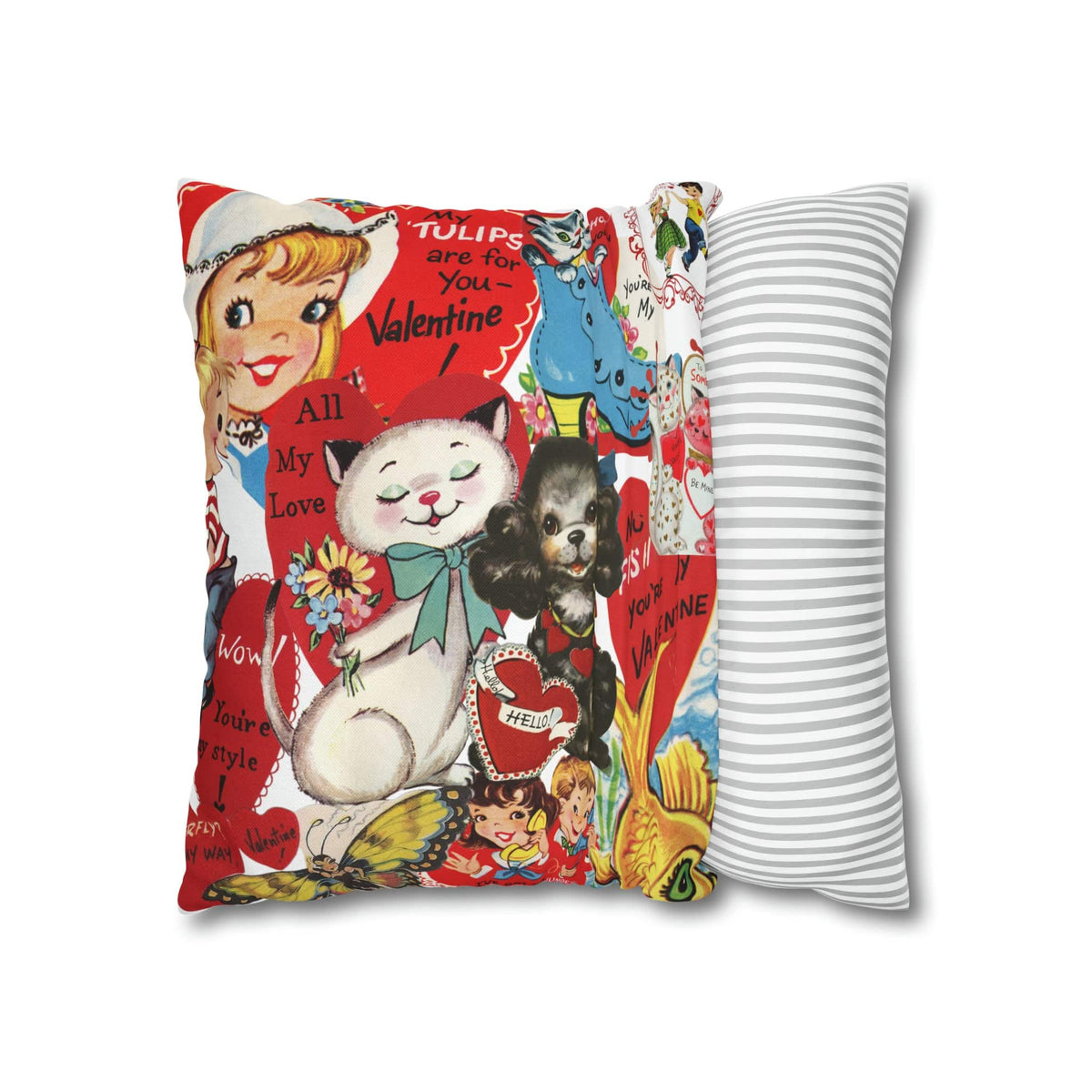 50's Vintage Valentine Card, Cute, Kitschy, Valentine, Love, For Mom, Daughter, Granddaughter, Niece, Special Valentine Pillow Cover Home Decor
