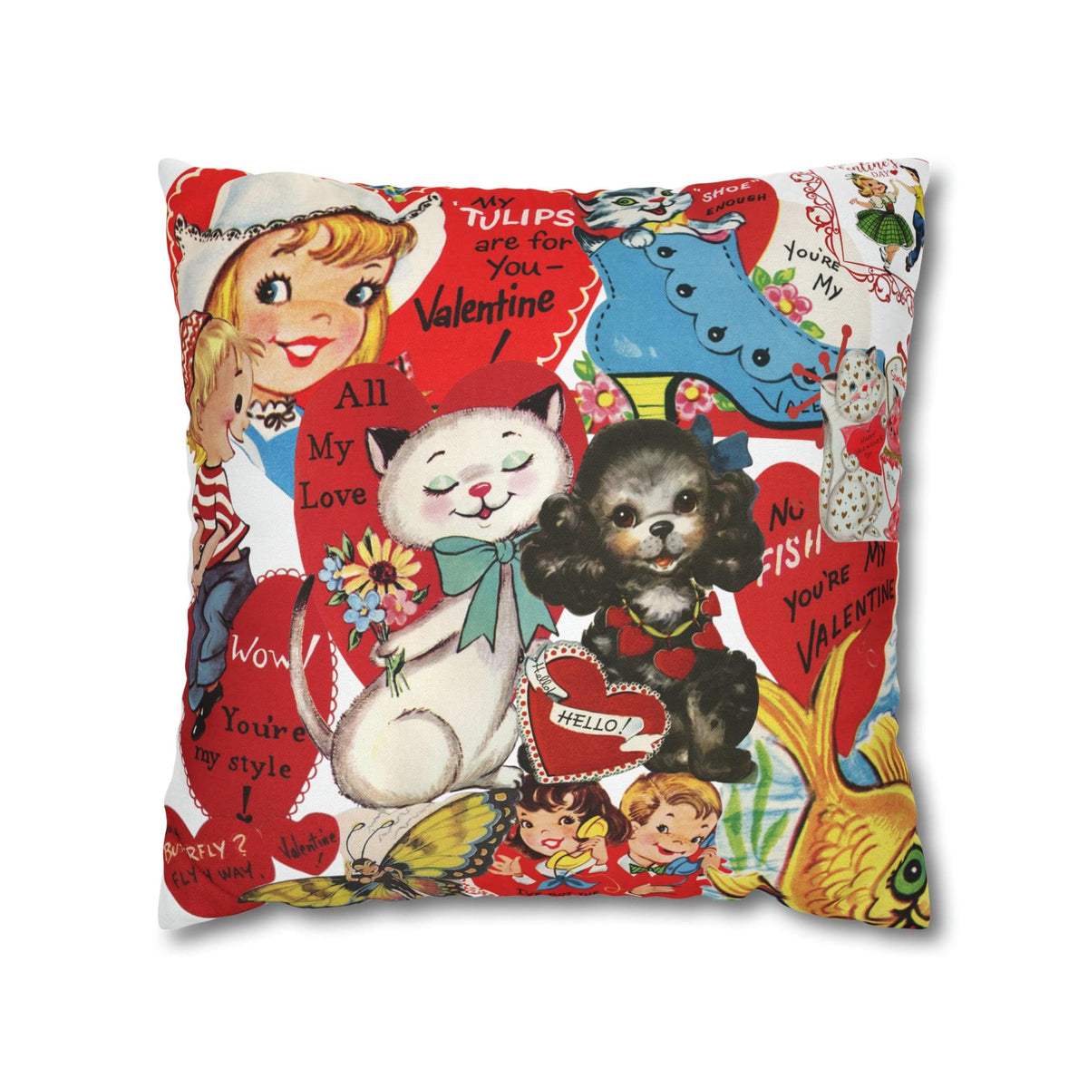 50's Vintage Valentine Card, Cute, Kitschy, Valentine, Love, For Mom, Daughter, Granddaughter, Niece, Special Valentine Pillow Cover Home Decor