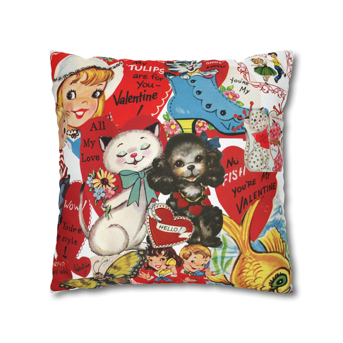 50's Vintage Valentine Card, Cute, Kitschy, Valentine, Love, For Mom, Daughter, Granddaughter, Niece, Special Valentine Pillow Cover Home Decor