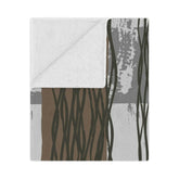 Bohemian Retro Mid Century Modern, Earthy Tones Modernist Cozy Minky Blanket Home Decor 50" × 60"
