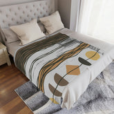 Bohemian Retro Mid Century Modern, Earthy Tones Modernist Cozy Minky Blanket Home Decor 50" × 60"