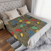 Mid Century Modern Blanket, MCM Home Decor, Sand Brown, Abstract Retro Atomic Starburst Minky Blanket Home Decor 50" × 60"