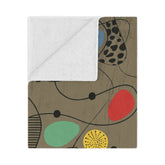 Mid Century Modern Blanket, MCM Home Decor, Sand Brown, Abstract Retro Atomic Starburst Minky Blanket Home Decor 50" × 60"