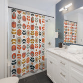 Scandinavian Modern Danish Vintage Floral Shower Curtain - Boho Home Decor for Bright and Cheerful Bathrooms - Mid Century Modern Gal