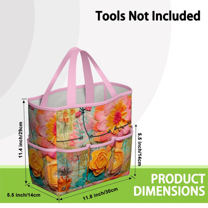 Bohemian Retro Flower, Faux Pressed Floral Mod Garden Tool Bag