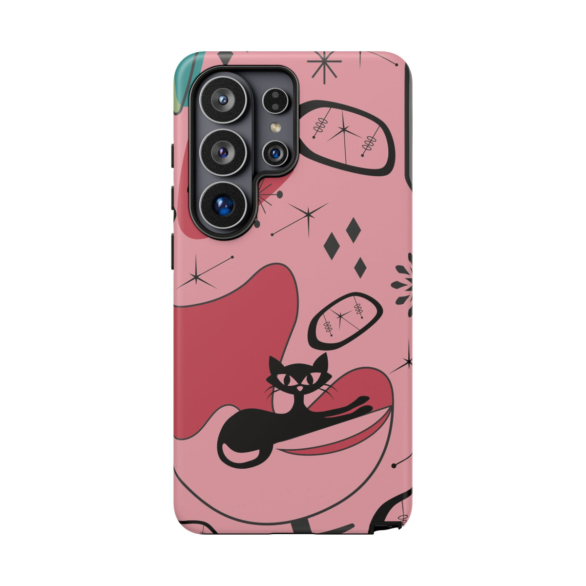 Atomic Cat, Pink Mid Century Modern, Egg Chair, Space Cat Tough Phone Case