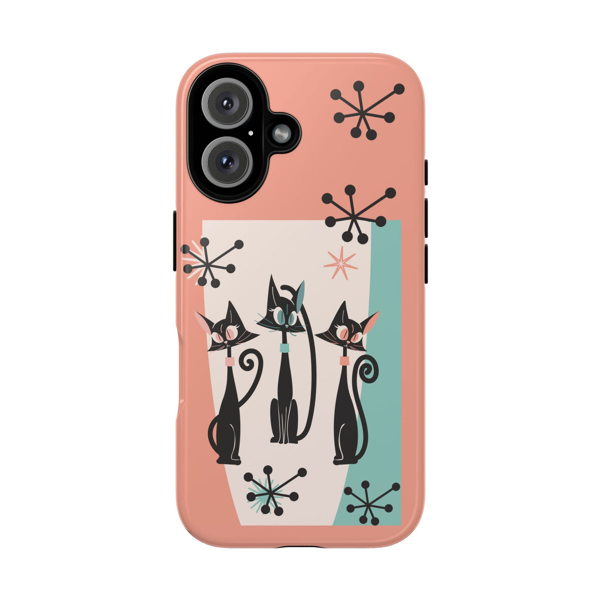 Atomic Cat Mid Mod Coral Aqua Blue Starburst Kitschy Fun Chic Samsung, Smart Phones Tough Cases