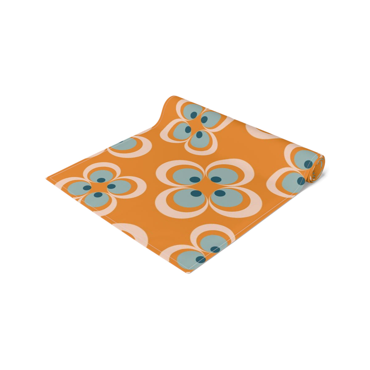 Mid Century Modern Table Runner, Retro Scandinavian Modern Danish Geometric Design, Orange, Blue Table Runner - Mid Century Modern Gal