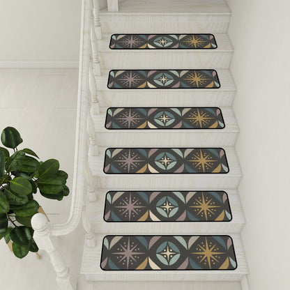 Mid Century Modern Elegant Gray Geometric Starburst Non Slip Carpet for Stairs Treads - Mid Century Modern Gal