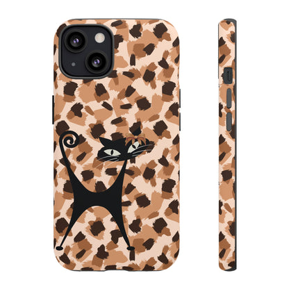 Mid Century Modern Atomic Cat, Animal Print Kitschy Trendy Smart Phone Tough Cases