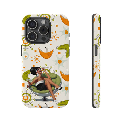 Mid Century Modern Atomic Starburst Mid Mod 60s Gal Retro Chic Tough Phone Case with Vintage Glamour Design - Mid Century Modern Gal