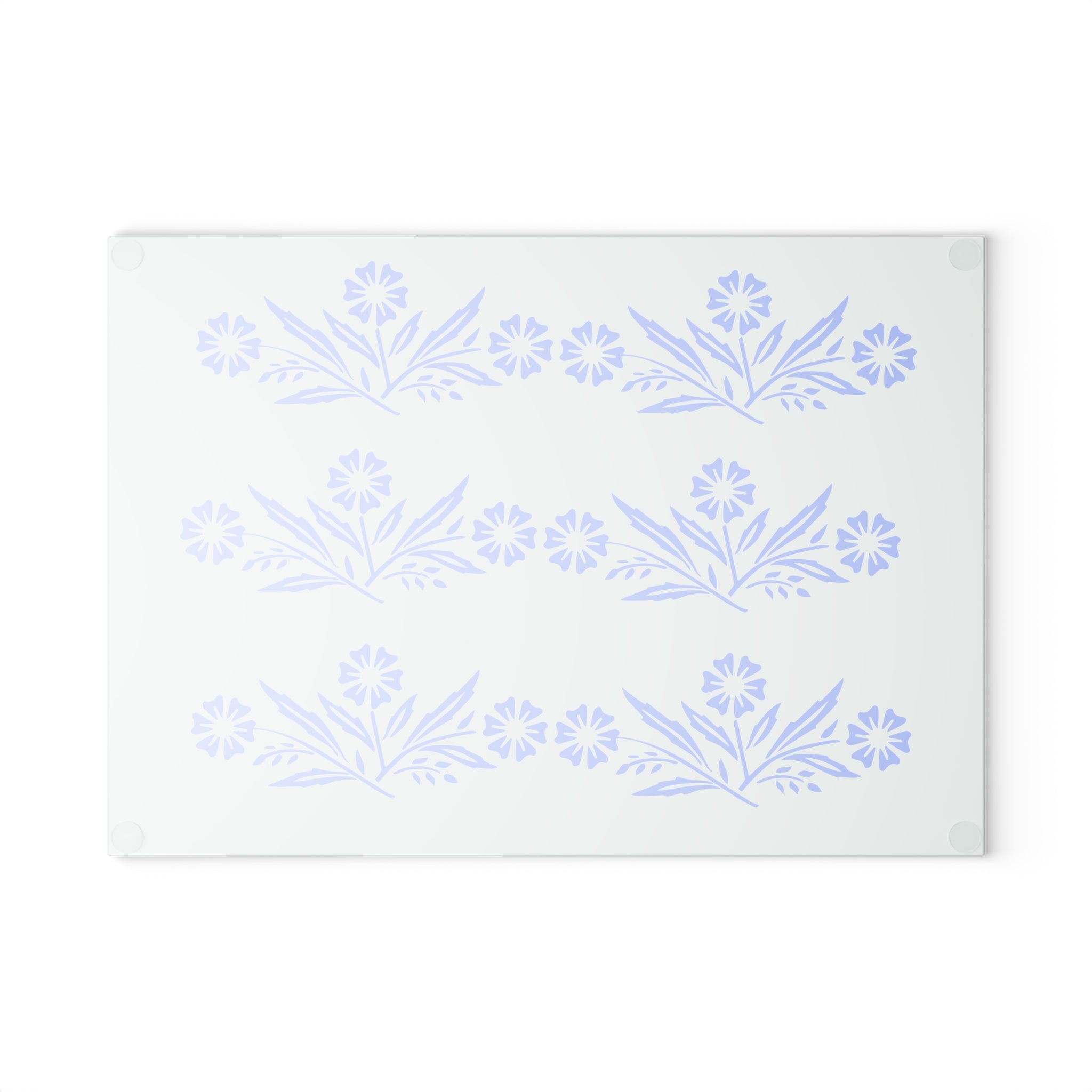 Blue Cornflower Kitschy Kitchen Coriningware Inspired Glass Cutting Board