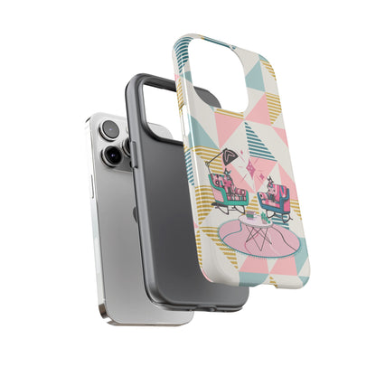 Atomic Cats Reading, Book Talk, Book Lover, Retro Chic Phone Case with Retro Vibe - Cozy Living Room Design