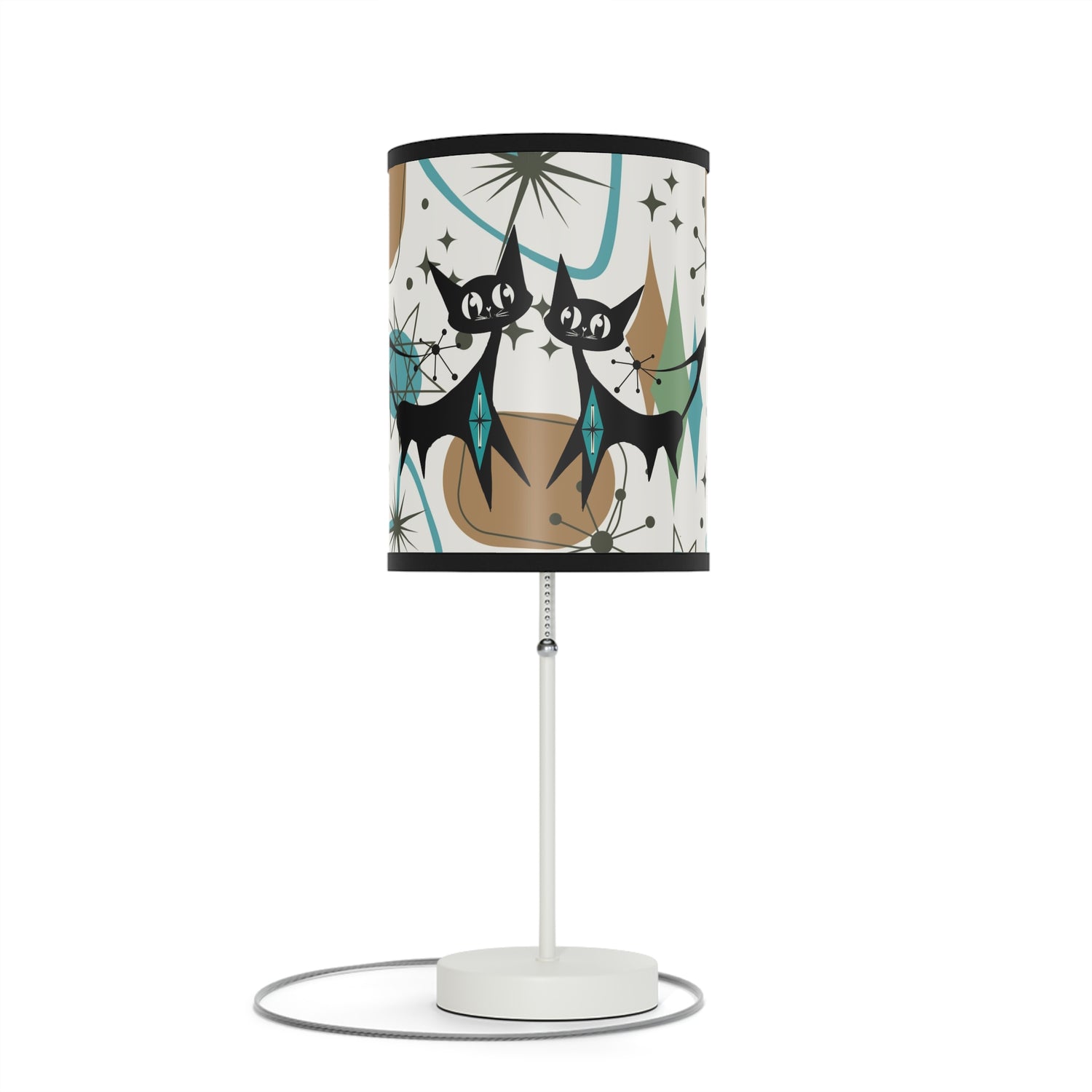 Mid Century Modern Table Lamp, Atomic Kitschy Cats, Starbursts Boomerang Themed Table Lamp - Mid Century Modern Gal