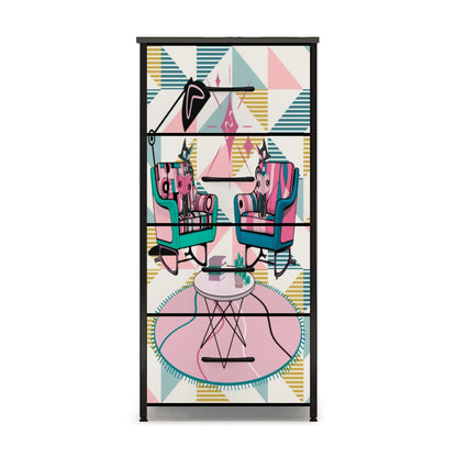 Atomic Reading Cats Kitschy Mod Retro Pink Quirky MCM 4-Drawer Dresser - Mid Century Modern Gal
