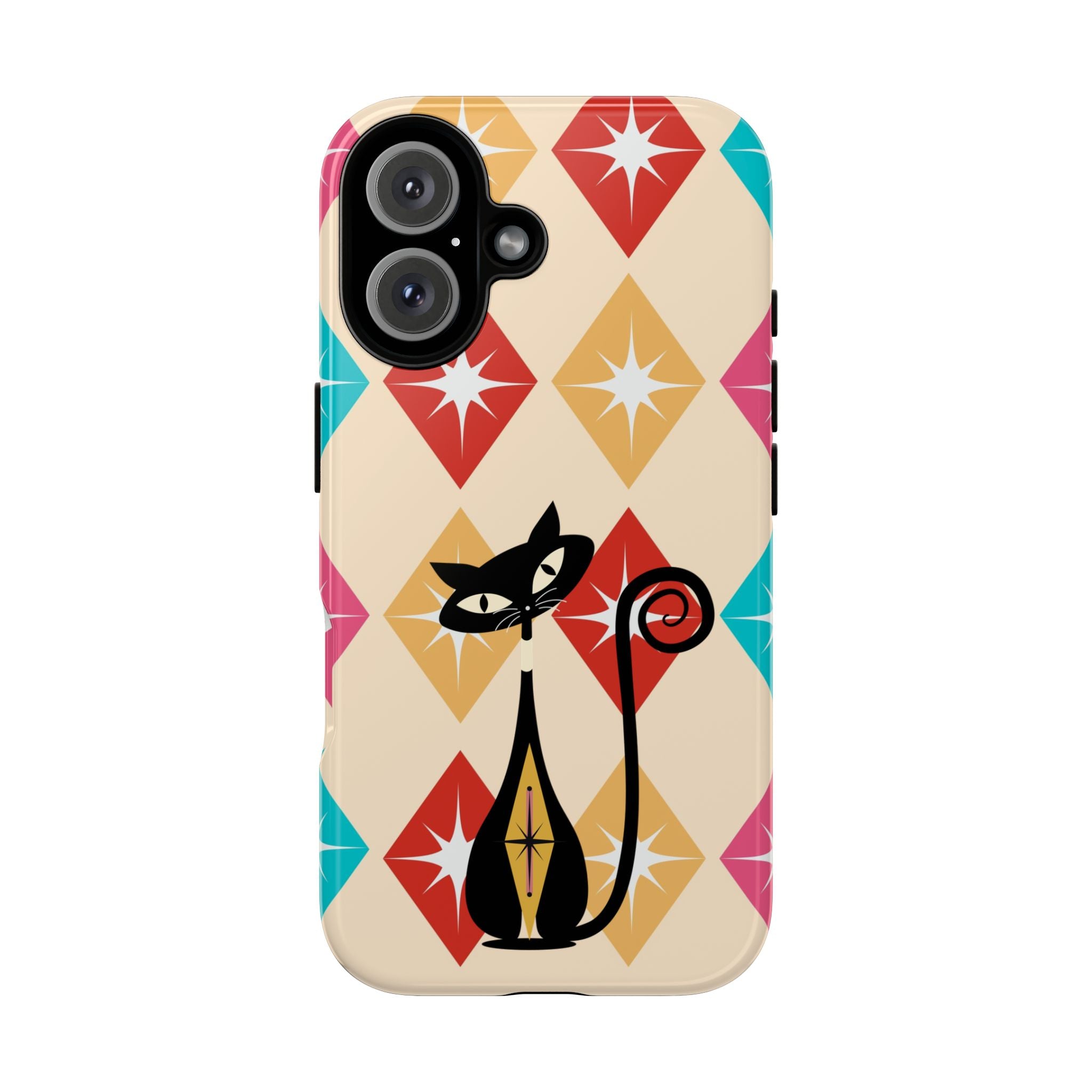 Mid Century Modern Atomic Cat, Atomic 50s Diamonds Retro Phone Tough Cases