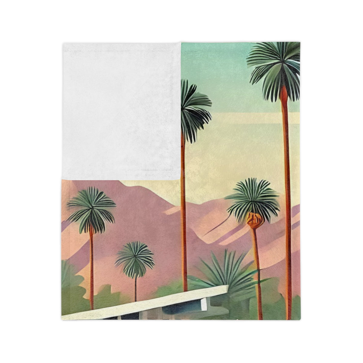 Mid Century Modern 50s Flamingo, Breeze Block, Kitschy Mod Cozy Soft Blanket - Mid Century Modern Gal