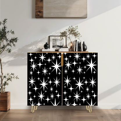 Mid Century Modern Classic Black Atomic Starburst, Mid Mod Wooden Storage Cabinet - Mid Century Modern Gal