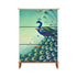 Peacock Watercolor Chinoserie Designed Blue Green, Modern Shoe Cabinet - Mid Century Modern Gal