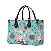 50s Poodle Mid Century Modern Atomic Starbursts Aqua, Pink Handbag/Shoulder Bag