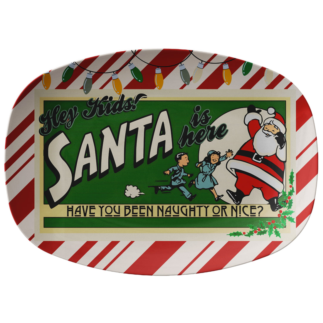 50s Vintage Christmas Ad Mid Century Modern Platter, Kitschy Fun Cookie Platter - Mid Century Modern Gal
