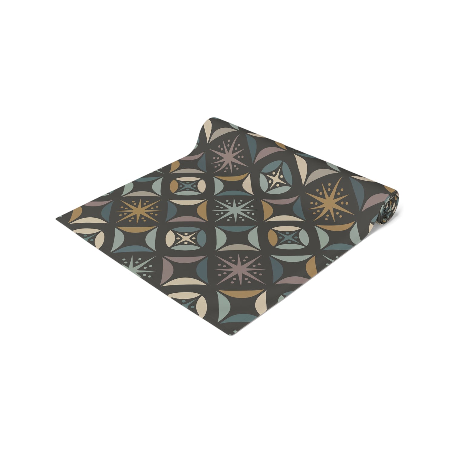 Mid Century Modern Elegant Gray Geometric Starburst Table Runner - Mid Century Modern Gal