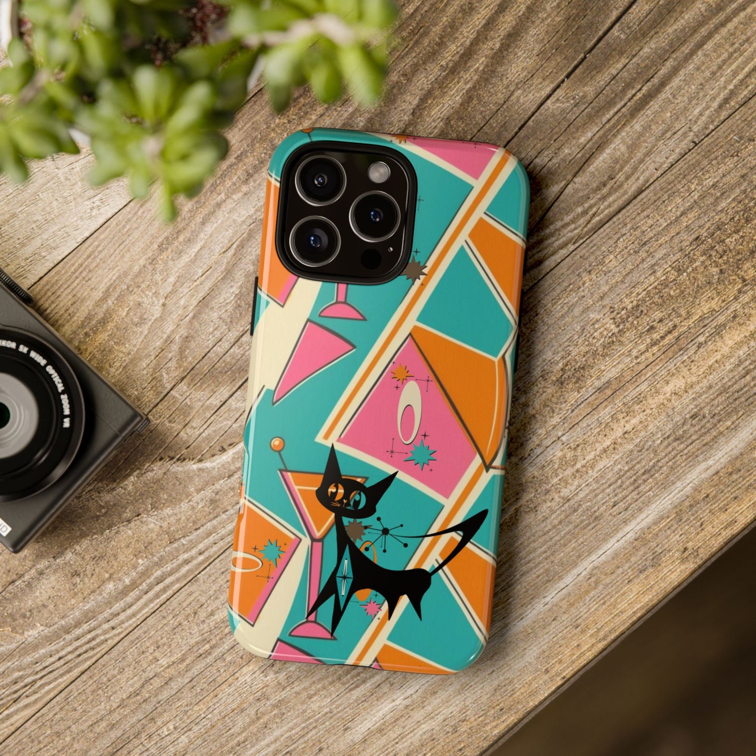 Atomic Cat Mid Mod Retro Cat Phone Case - Tough Cases for Stylish Cat Lovers
