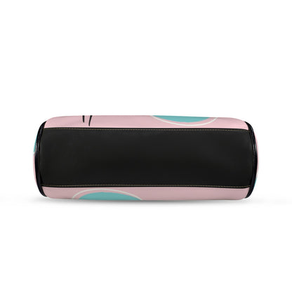 Atomic Pink Aqua Boomerang Kitschy Cat Mod Kisslock Crossbody Purse - Mid Century Modern Gal