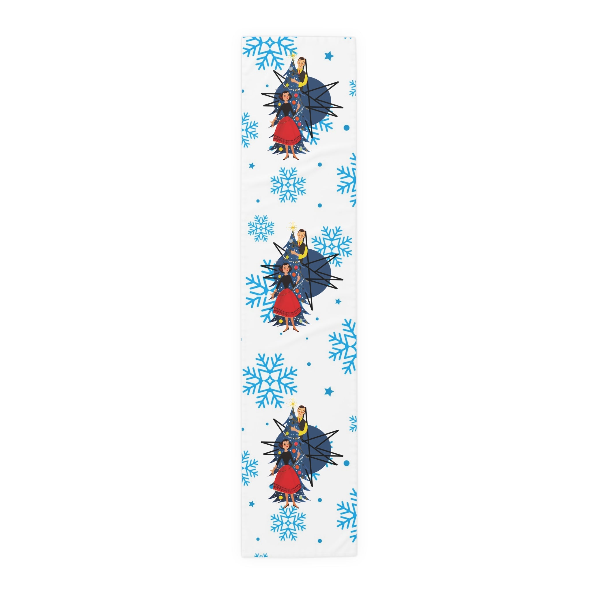 Kitschy 50s Holiday Snowflake Mod Table Runner