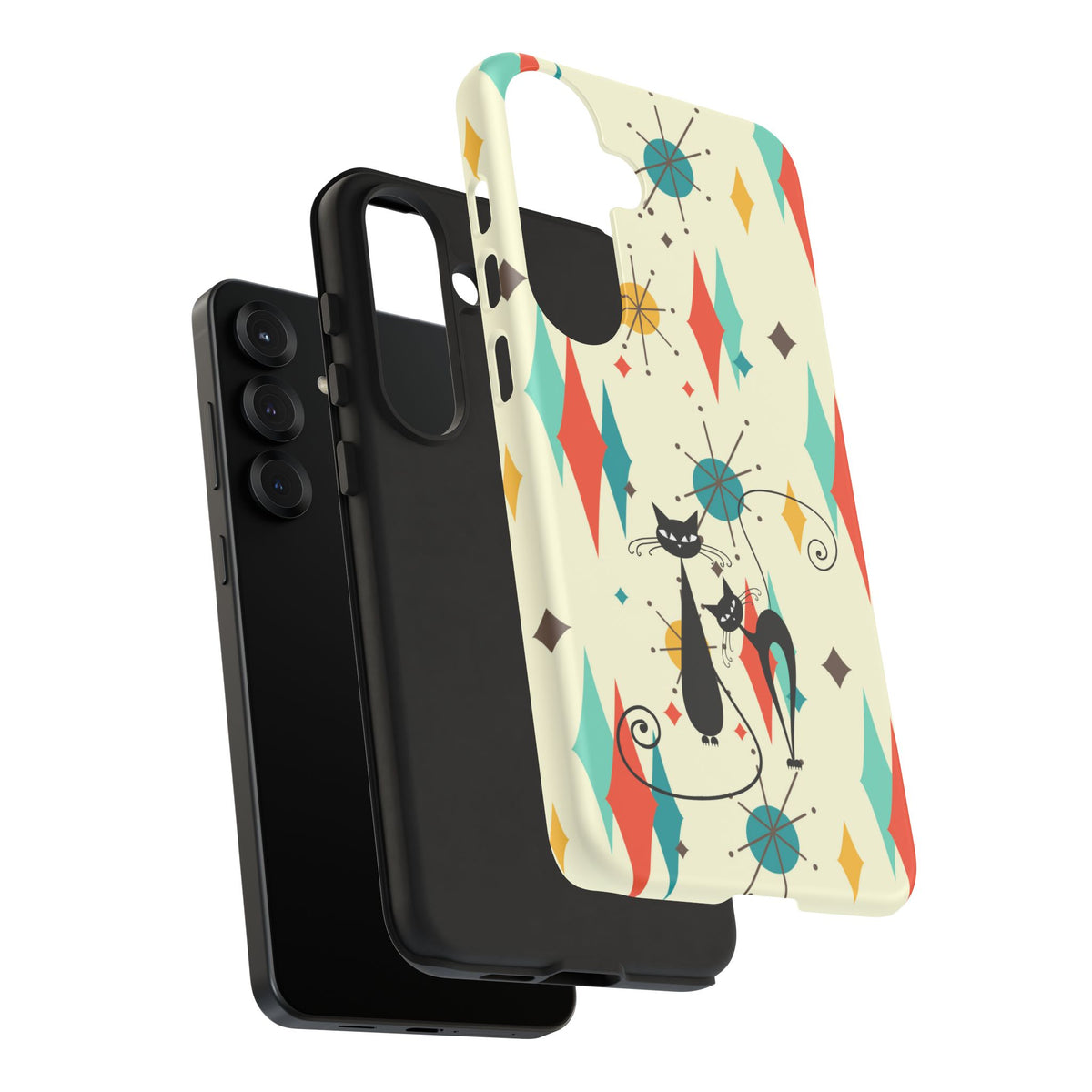Atomic Kitty Cat, Mid Mod Franciscan Pattern, Kitsch Tough Phone Cases