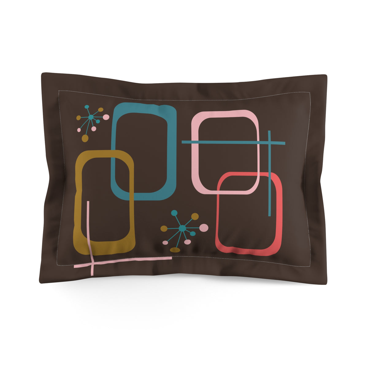 Mid Century Modern Geometric, Mid Mod Retro Microfiber Pillow Sham - Mid Century Modern Gal