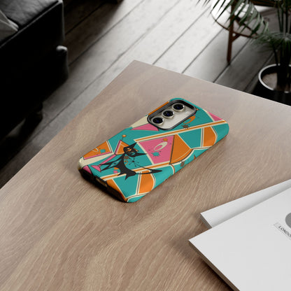Atomic Cat Mid Mod Retro Cat Phone Case - Tough Cases for Stylish Cat Lovers