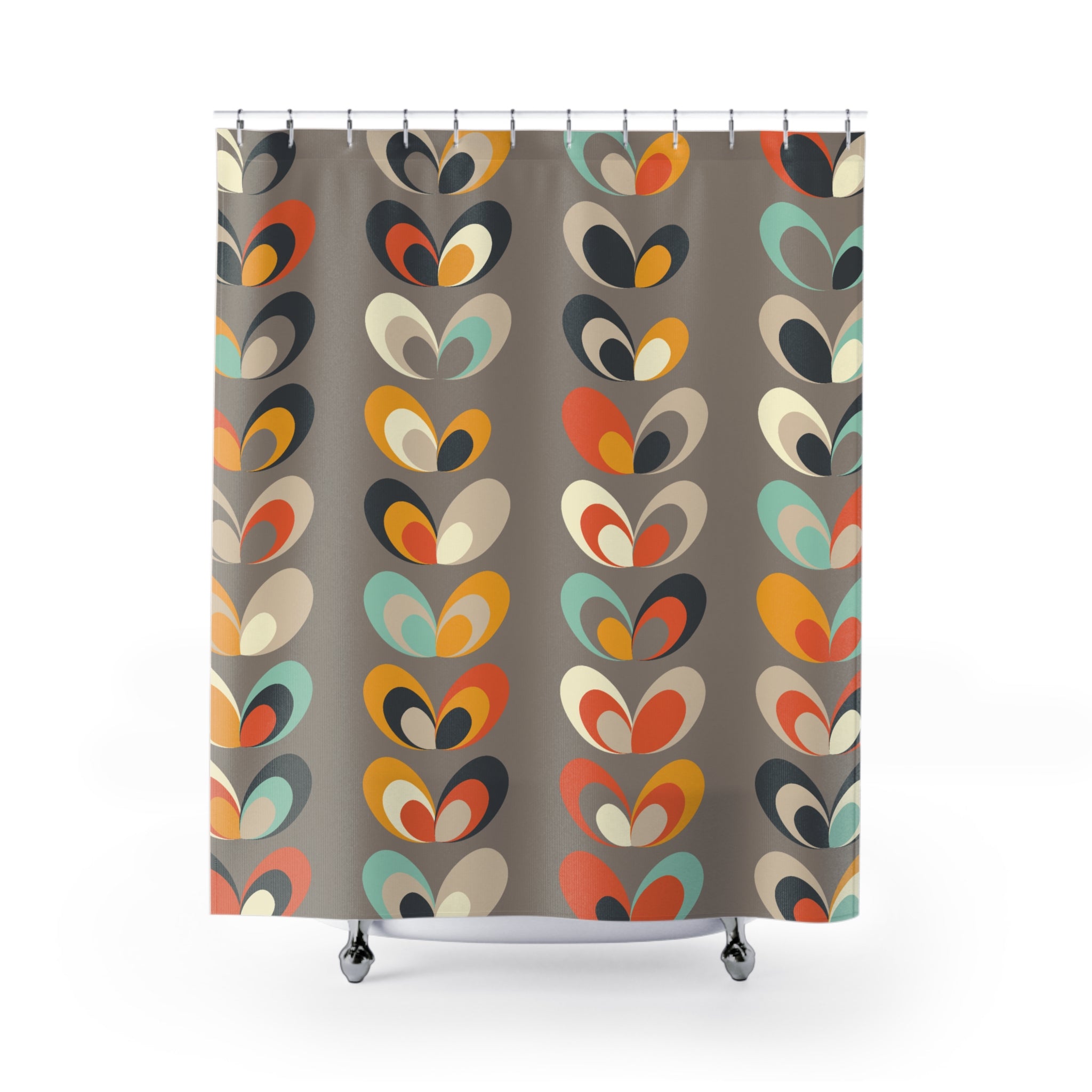 Retro 60s 70s Mid Century Modern Scandinavian Floral Geometric Shower Curtain