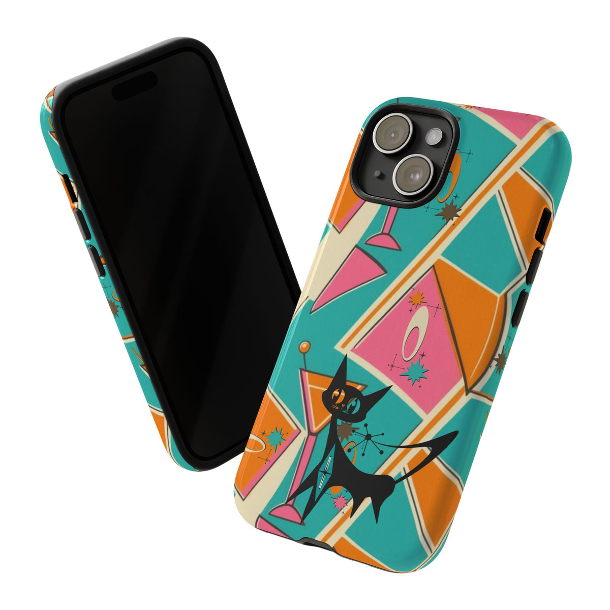 Atomic Cat Mid Mod Retro Cat Phone Case - Tough Cases for Stylish Cat Lovers