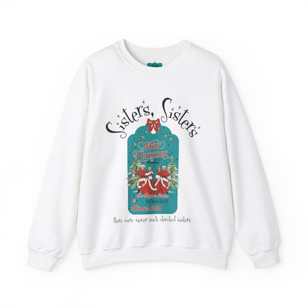 Wallace And Davis Retro Christmas Sweatshirt, Cozy Unisex Holiday Sisters Sisters Matching Sweaters - Mid Century Modern Gal