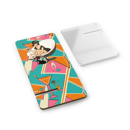 Vintage Chic Mid Mod Gal Mobile Display Stand for Smartphones - Retro Style with Cocktail Design - Mid Century Modern Gal
