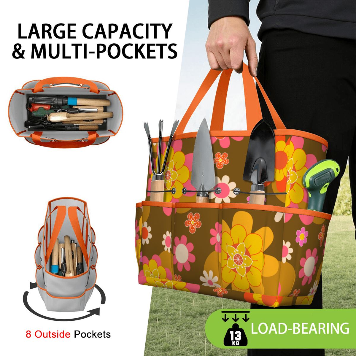 Retro 70s Groovy Flower Power Garden Tool Bag