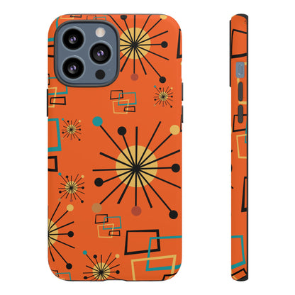 Mid Century Modern Sinatra Orange, Starburst, Geometric Funky Fun Tough Phone Case - Mid Century Modern Gal