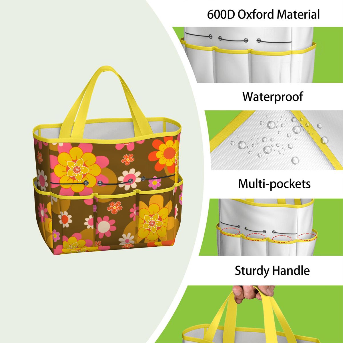 Retro 70s Groovy Flower Power Garden Tool Bag