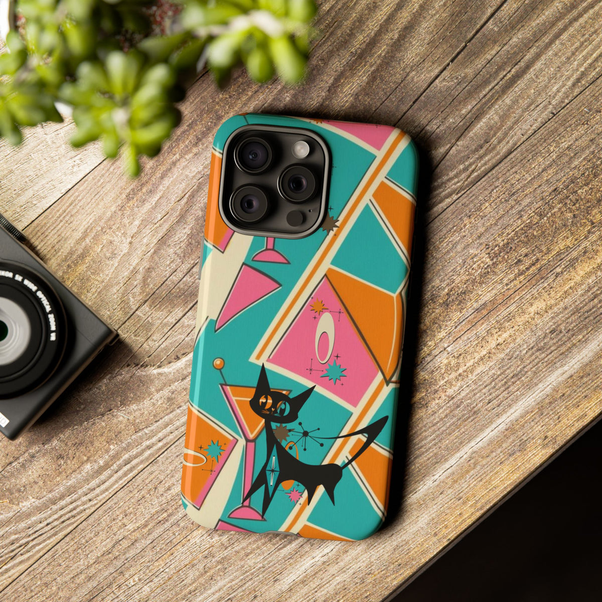 Atomic Cat Mid Mod Retro Cat Phone Case - Tough Cases for Stylish Cat Lovers
