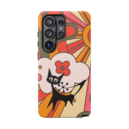 Atomic Cat, Retro Sunburst, Groovy Mod Smart Phone Tough Phone Cases - Mid Century Modern Gal