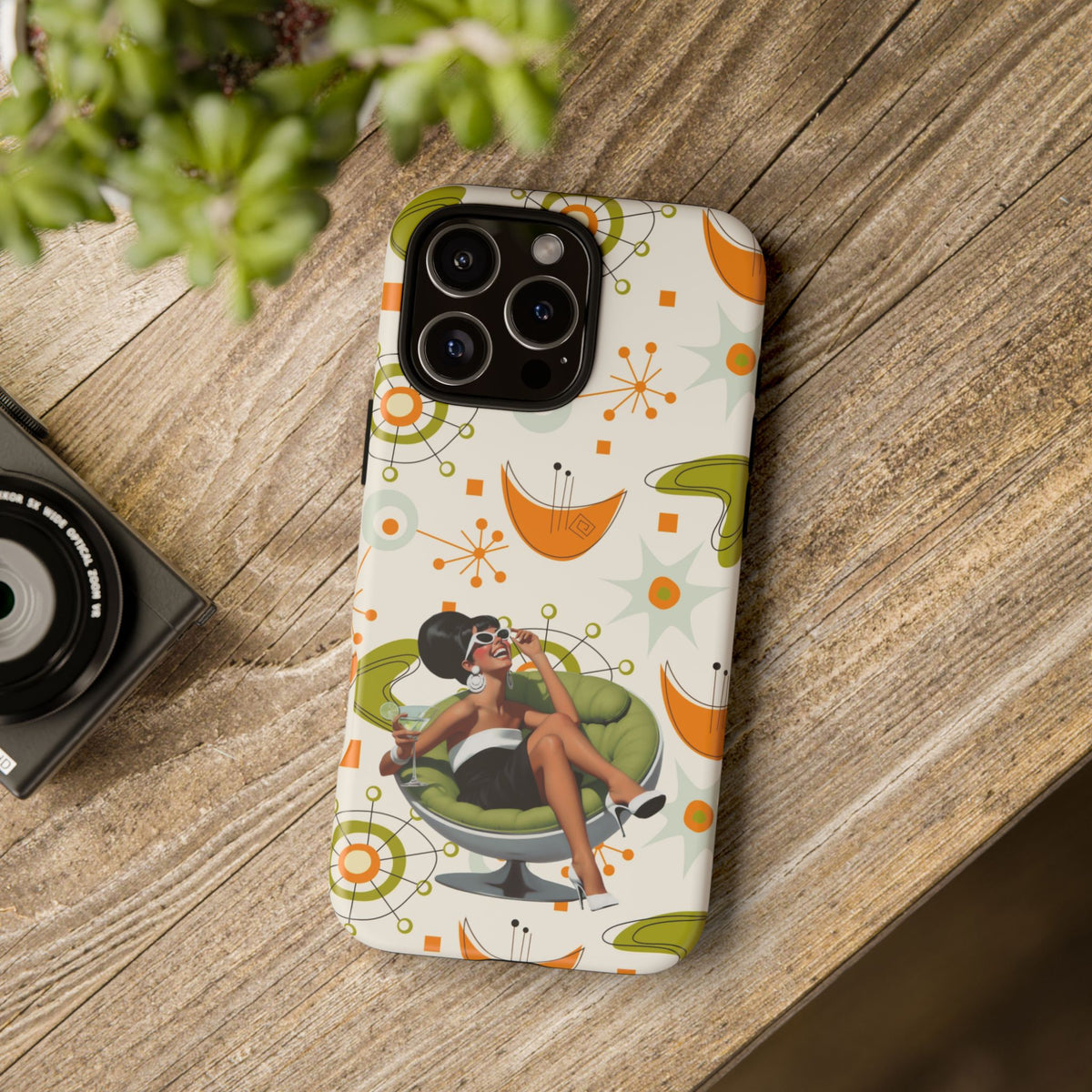 Mid Century Modern Atomic Starburst Mid Mod 60s Gal Retro Chic Tough Phone Case with Vintage Glamour Design