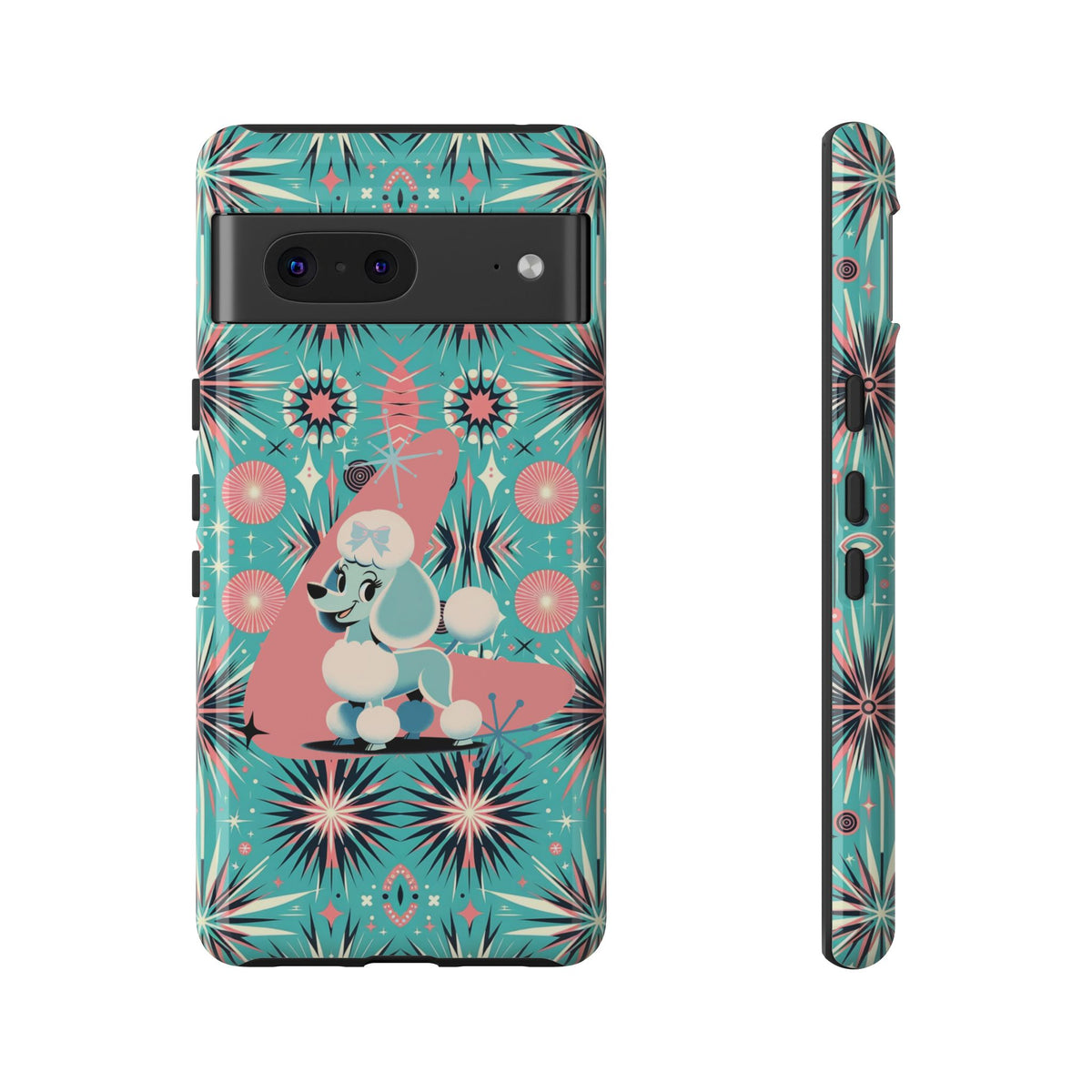 1950s Mid Century Modern Atomic Pink, Poodle Retro Smart Phone Tough Cases
