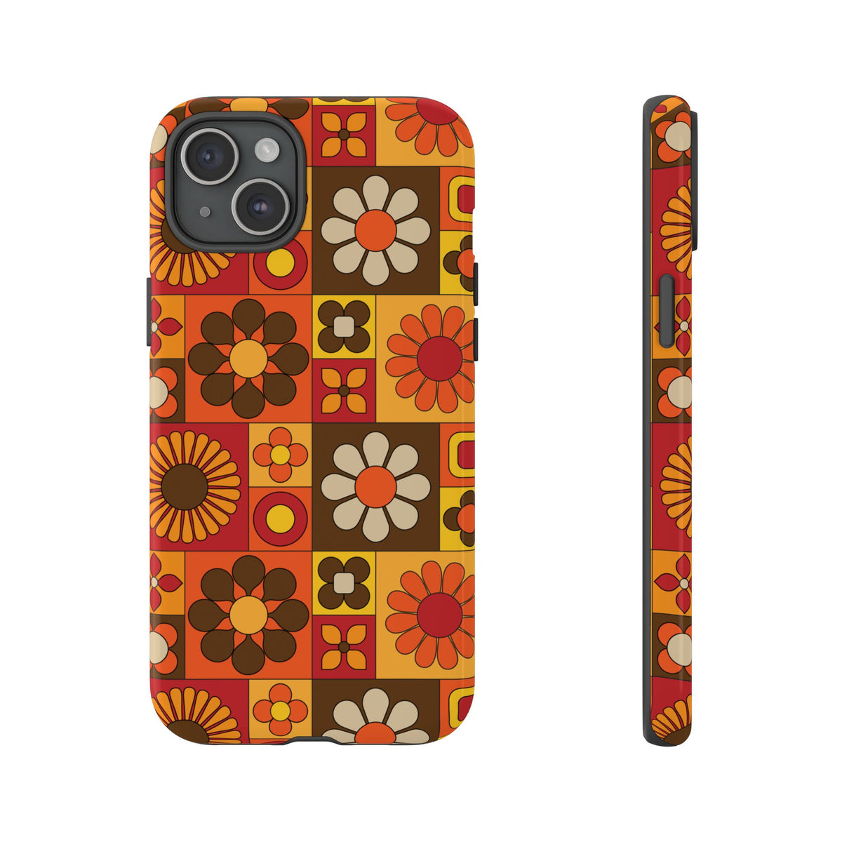 Retro 70s Mid Mod Floral Phone Case | Tough Cases for Flower Lovers - Mid Century Modern Gal