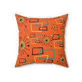 Orange Starburst MCM Pillow Spun Polyester Square Pillow - Mid Century Modern Gal