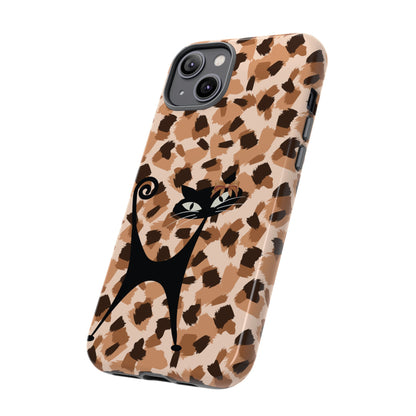 Mid Century Modern Atomic Cat, Animal Print Kitschy Trendy Smart Phone Tough Cases