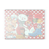 50s Vintage Valentine Cards, Kitschy Love, Red Hearts, Retro Glass Cutting Board - Mid Century Modern Gal