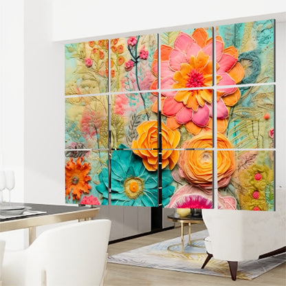 Boho Floral Retro Artsy Flowers Hanging Room Dividers - Mid Century Modern Gal