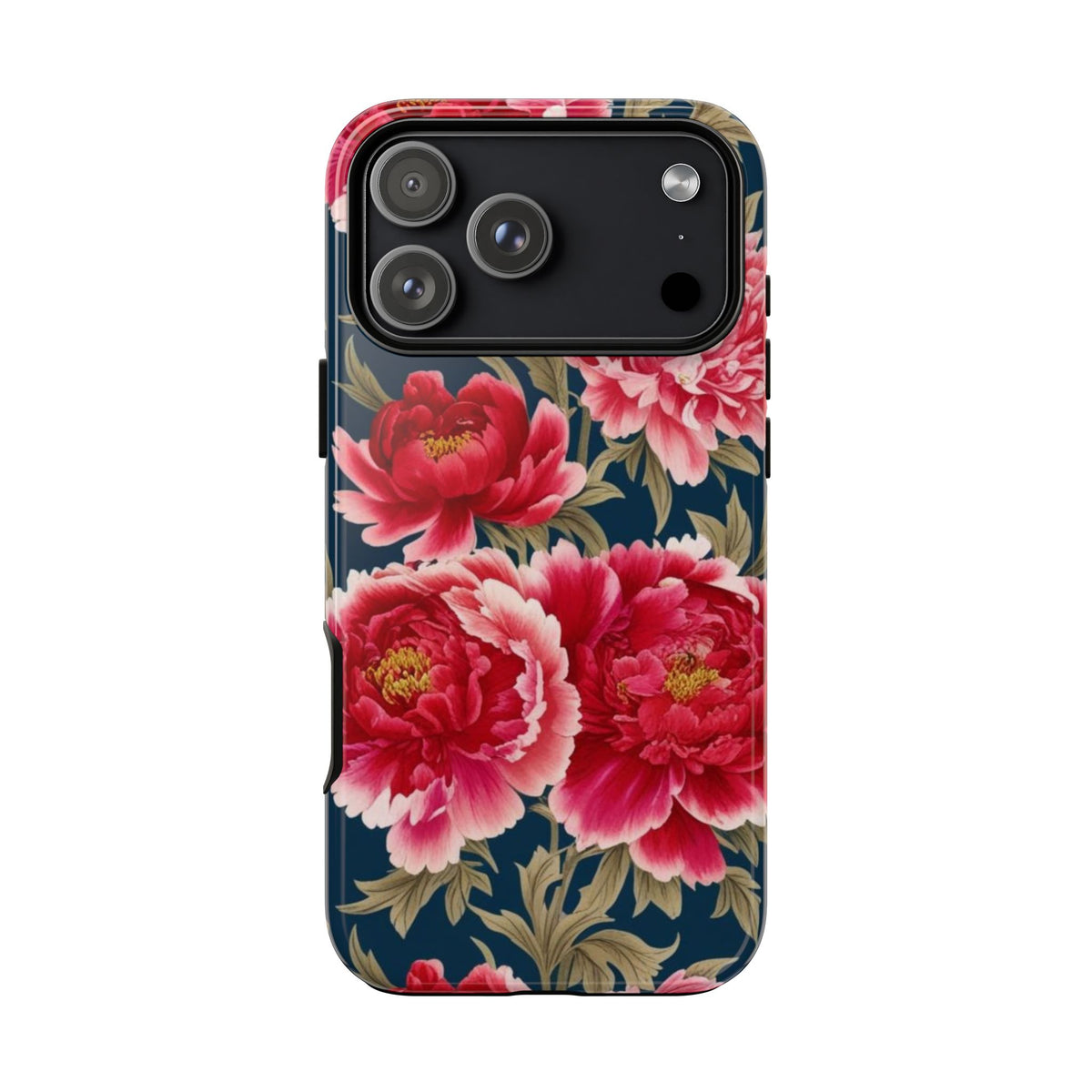 Chinoiserie Royal Blue Pink, Red Roses And Peony Floral Tough Phone Case