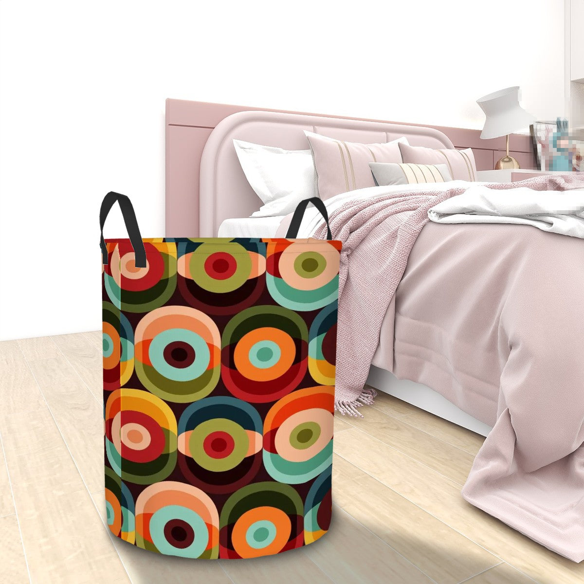 Retro Groovy Mid Mod Funky Fun MCM Circular Laundry Basket - Mid Century Modern Gal